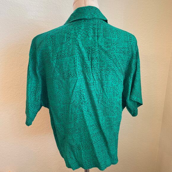 Vintage Cos Cob green button down casual womens blouse Large RARE - Picture 4 of 12